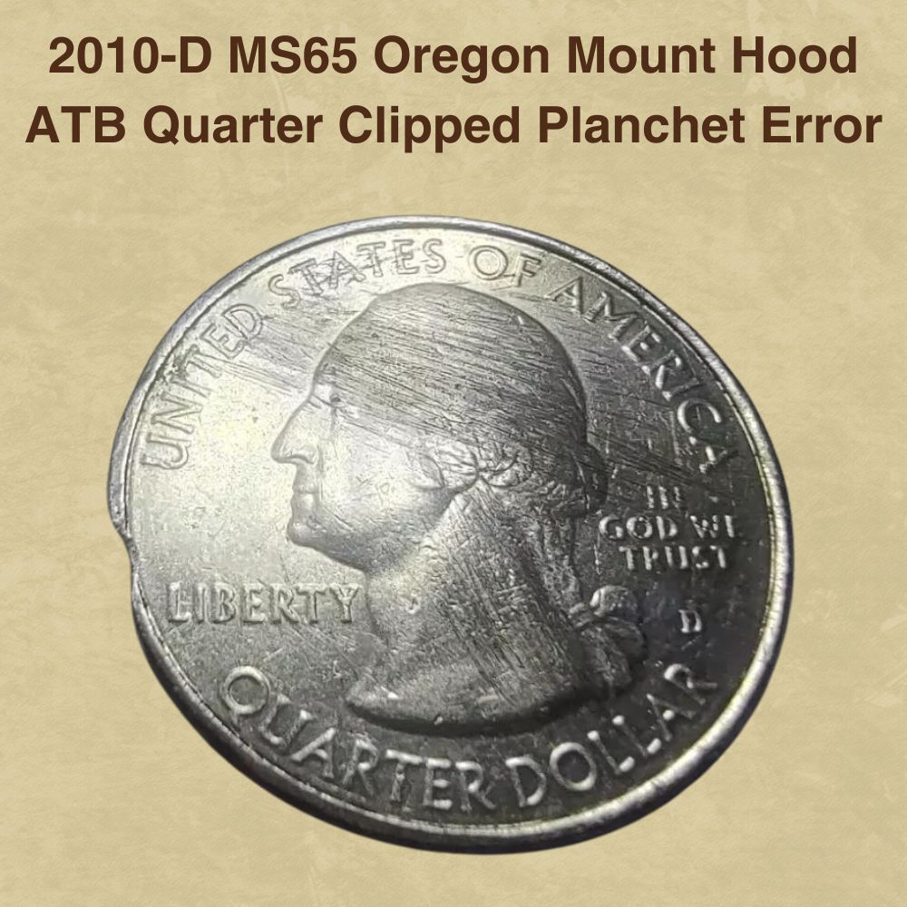 2010 quarter clipped planchet error showing curved missing section at coin rim