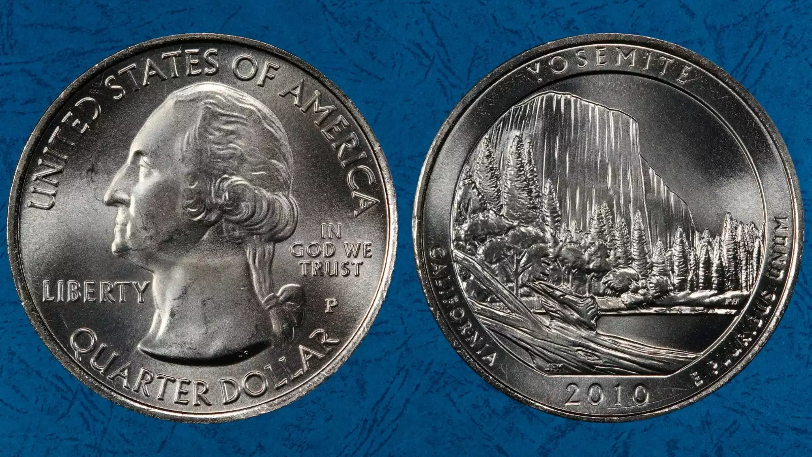 2010 quarter grading strip showing four condition tiers from worn to gem mint state
